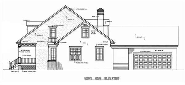 Right View Schematic Rendering image of Banner Hall-3000 House Plan